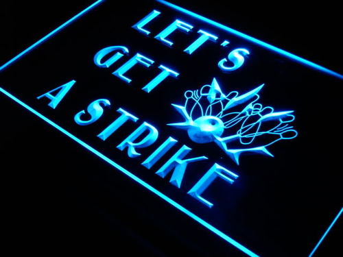 Bowling Let's Get a Strike Game Neon Light Sign